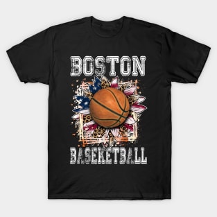 American Flag Personalized Boston Proud Name Basketball T-Shirt